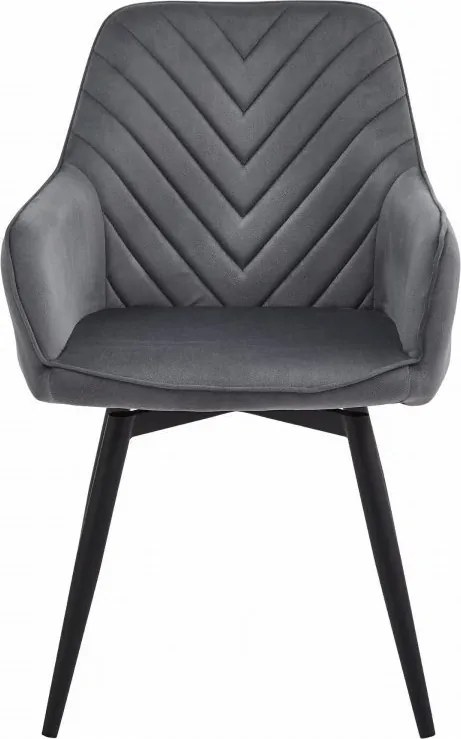 Otočné Kreslo NANA - tmavosivý zamat / čierne nohy