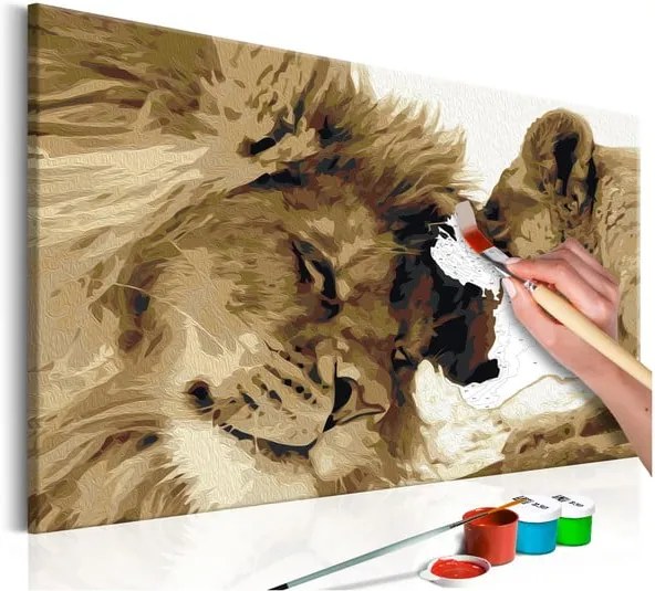 DIY set na tvorbu vlastného obrazu na plátne Artgeist Lions Love, 60 × 40 cm