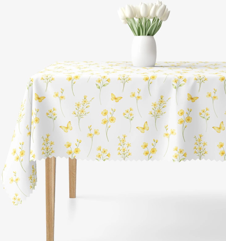 Goldea hranatý teflónový obrus - žltá lúka 80 x 80 cm