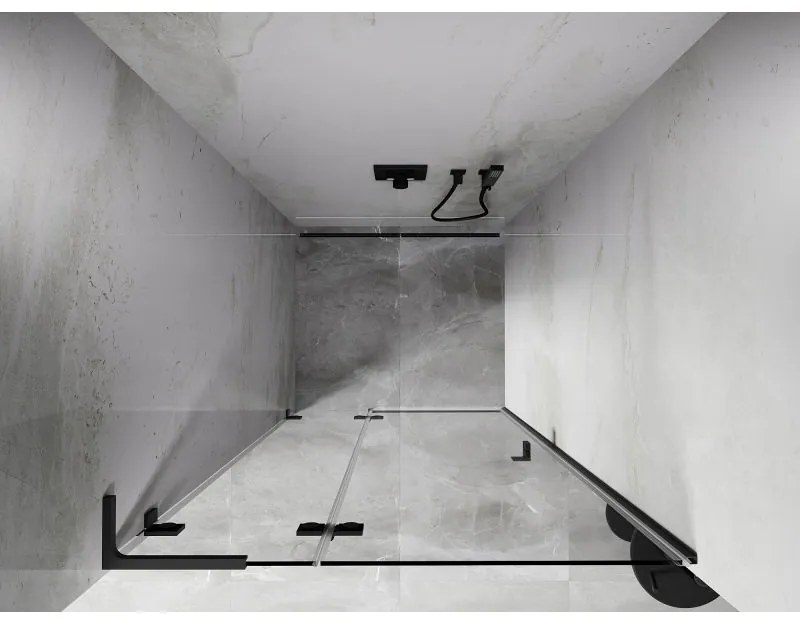 Mexen, Mexen Lunar L Otočné ľavé sprchové dvere 95 cm, transparentné, pištoľový kov - 834L-095-000-95-00-L