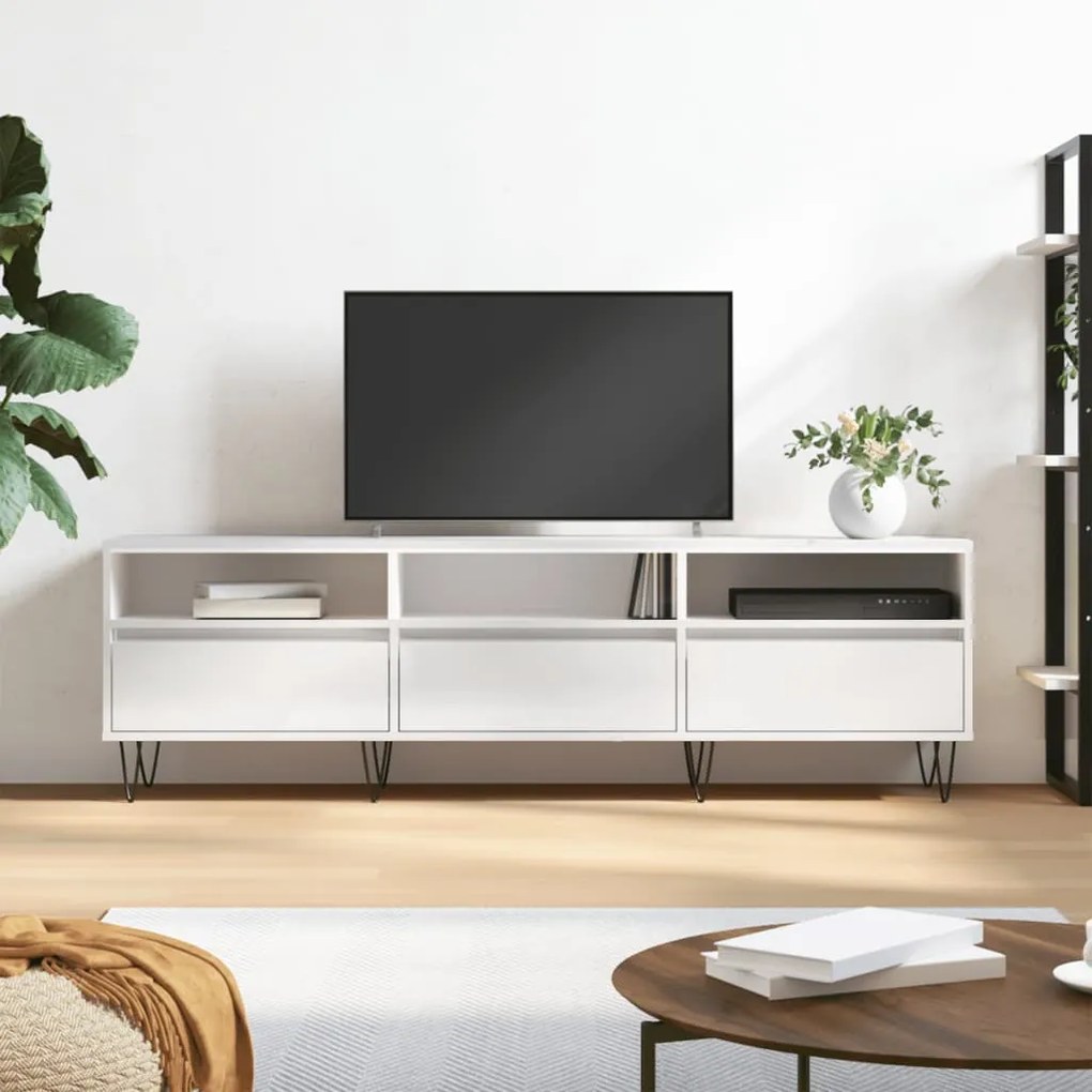 TV skrinka lesklá biela 150x30x44,5 cm kompozitné drevo 831278