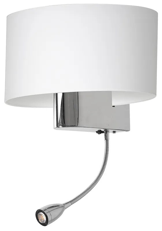 Nástenné svietidlo Casino, biele textilné tienidlo + 1xLED 1w, ch