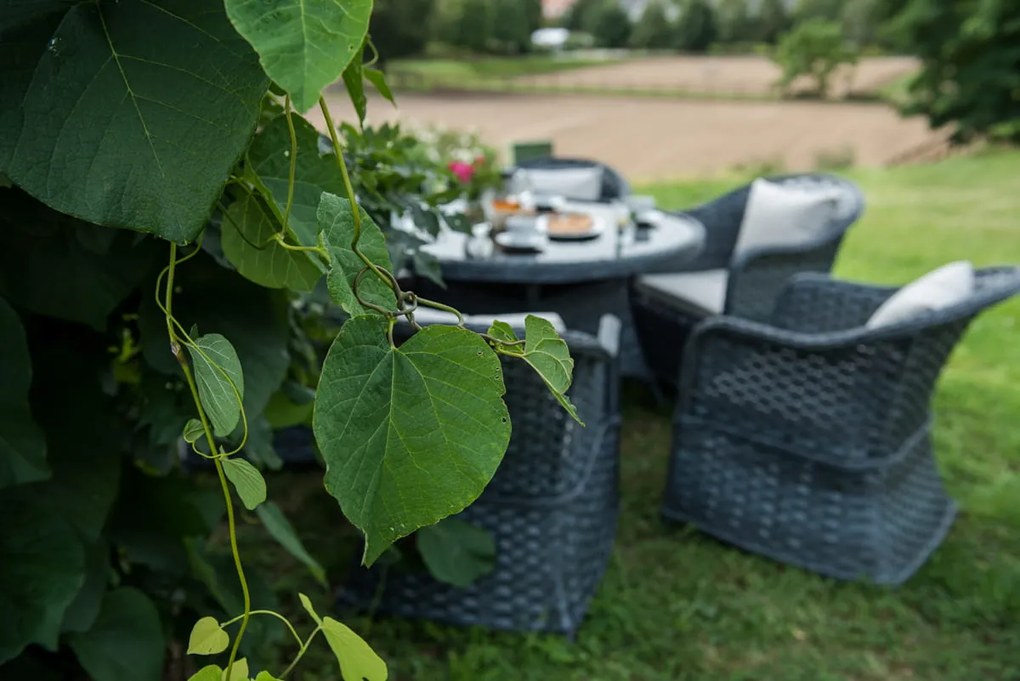 ZÁHRADNÝ JEDÁLENSKÝ SET MODERNO GRANDE 6 x KRESLO + STÔL ŠEDÝ