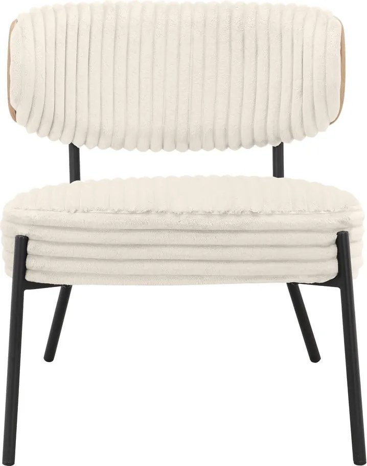 Krémovobiele menčestrové kreslo s podnožkou Jerry – Støraa