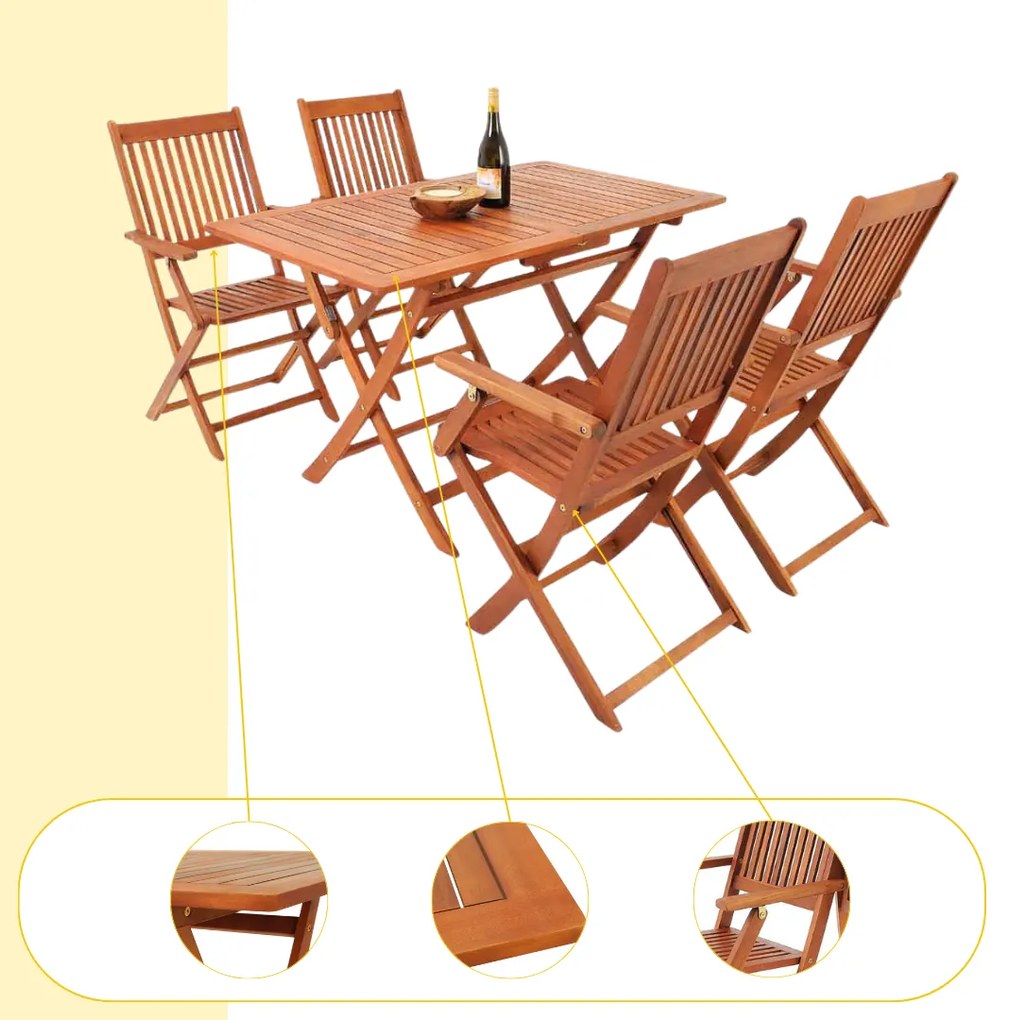 Sedacia súprava SYDNEY, 5-dielna, prírodné drevo Casaria