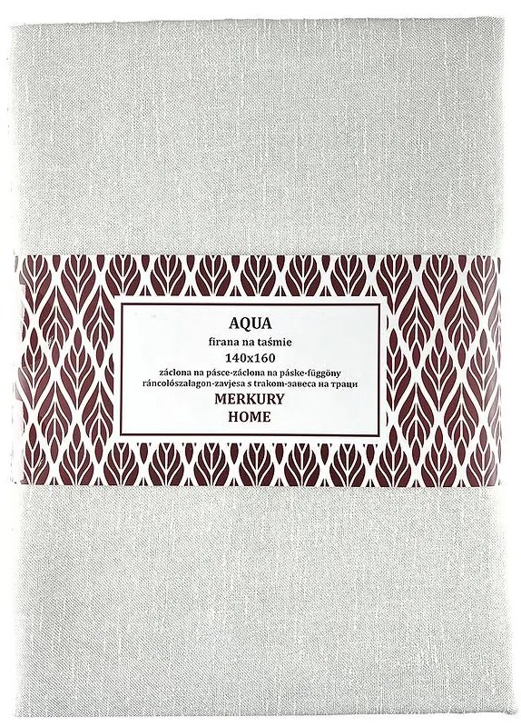 Záclona na páske  AQUA polyester ecru 140x160 Merkury Home