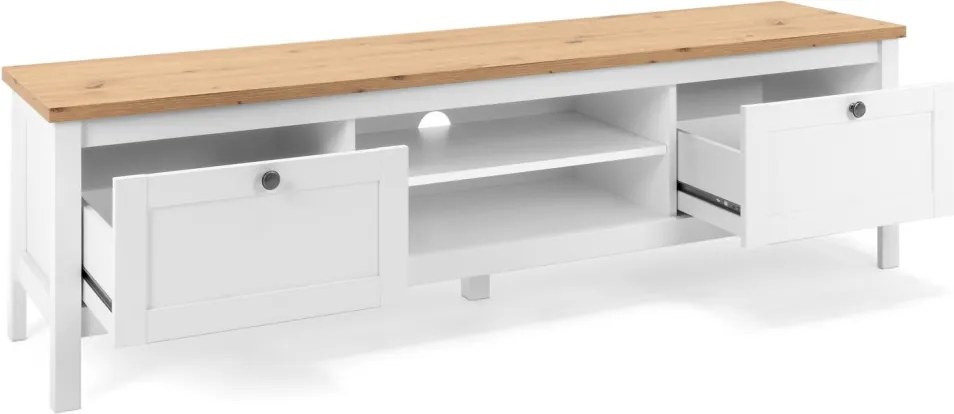 TV skrinka Bergen, biela/dub artisan