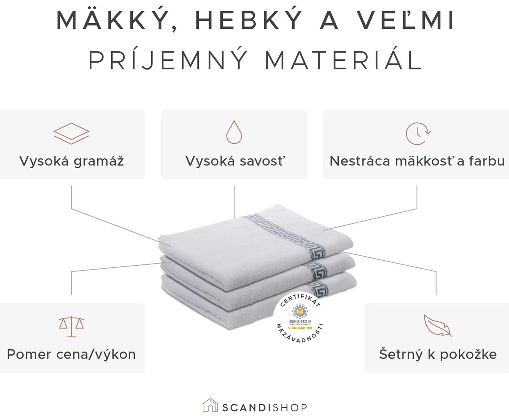 Uterák GREEK 50 x 90 cm tmavomodrý, 100% bavlna