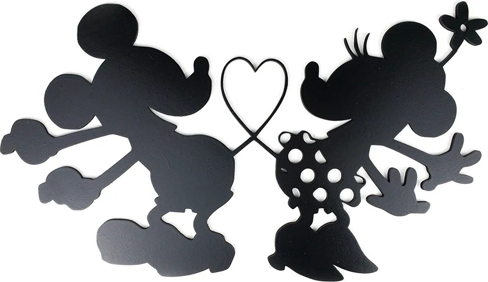 Veselá Stena Drevená nástenná čierna dekorácia Zamilovaní Mickey a Minnie na Zámku