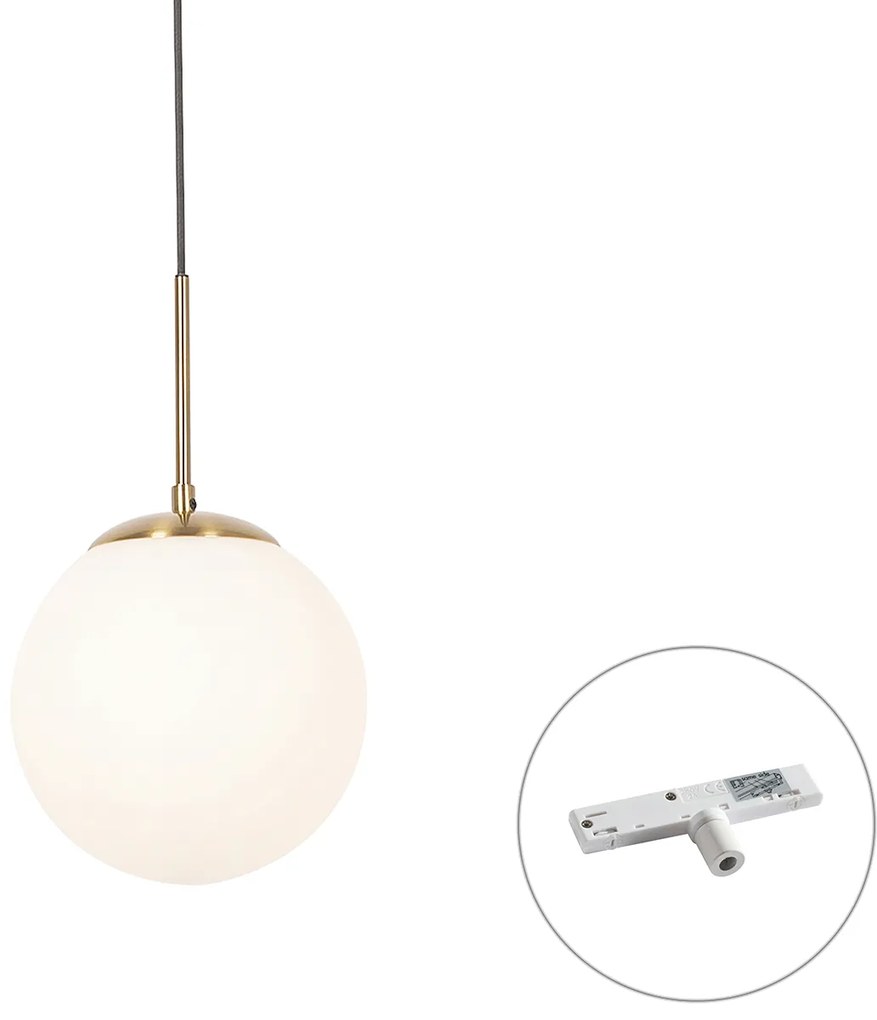 Závesná lampa Art Deco zlatá s opálovým sklom vrátane bieleho adaptéra na koľajnicu 1-fázová - Slimline Flore