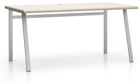 PLAN Kancelársky pracovný stôl SINGLE LAYERS bez prepážok, dub prírodný / dub morený