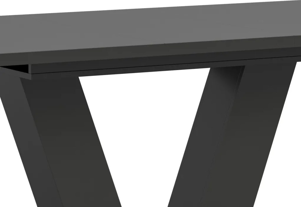 Rozkladací jedálenský stôl Moteon 150x90 cm, sivý/sivý, podnož V