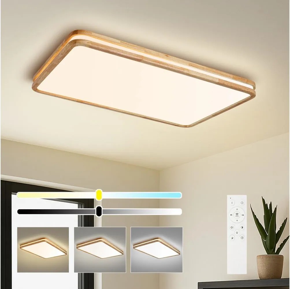 BRILAGI - LED stmievateľné svietidlo MOLINA SQUARE LED/128W/230V dub 90x60 cm + diaľkové ovládanie
