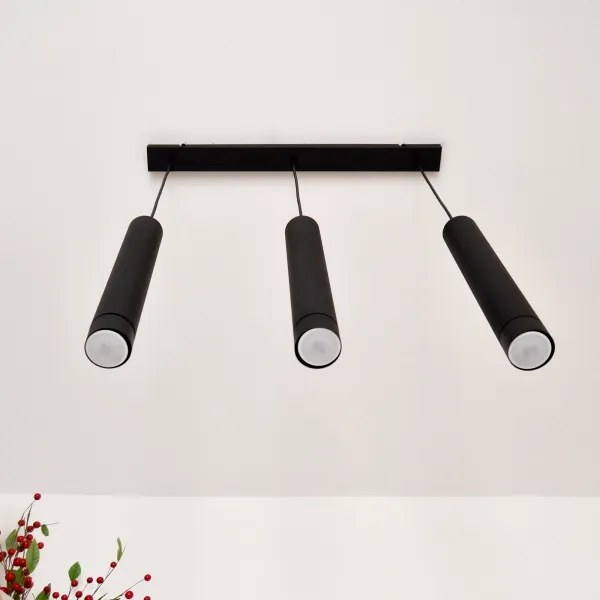 LED Luster na lanku TUBA 3xGU10/4,8W/230V čierna