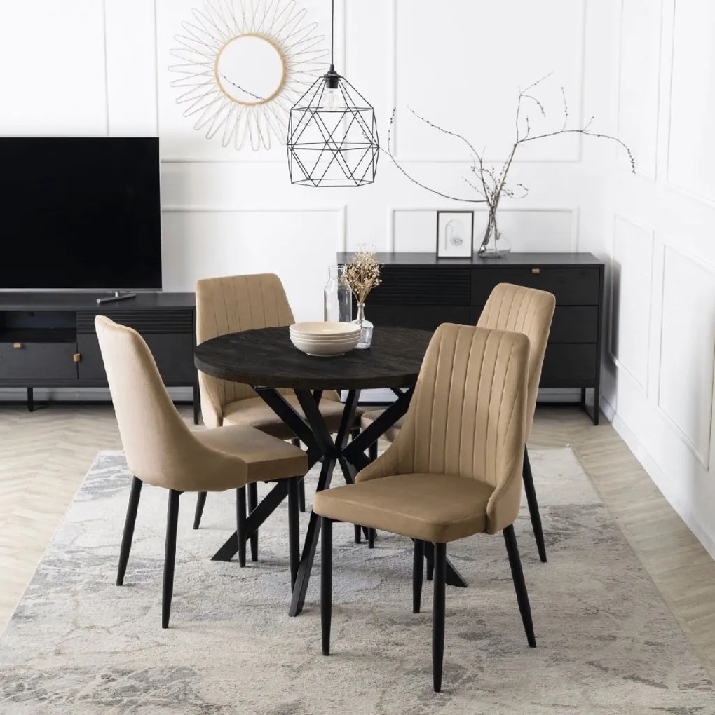 PROXIMA.store - Okrúhly rozkladací stôl LUGO FARBA: čierna, FARBA NÔH: orech