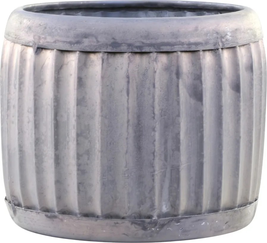 Dekoračný plechový antik obal na kvetináč Grooves M - Ø 23*16cm