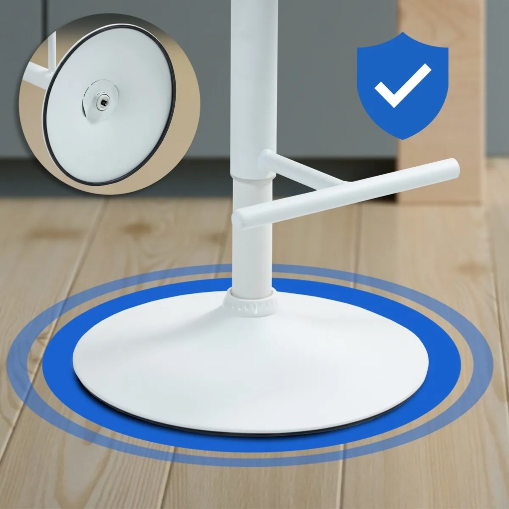 Barová stolička Damar - zamat, biely rám - modrá