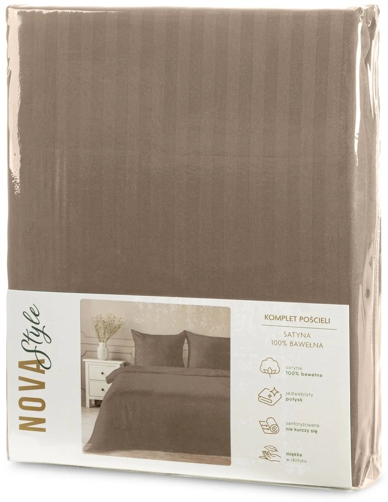 SATÉNOVÉ OBLIEČKY VERA 160X200 CM, 2 KS 70X80 CM HNEDÉ