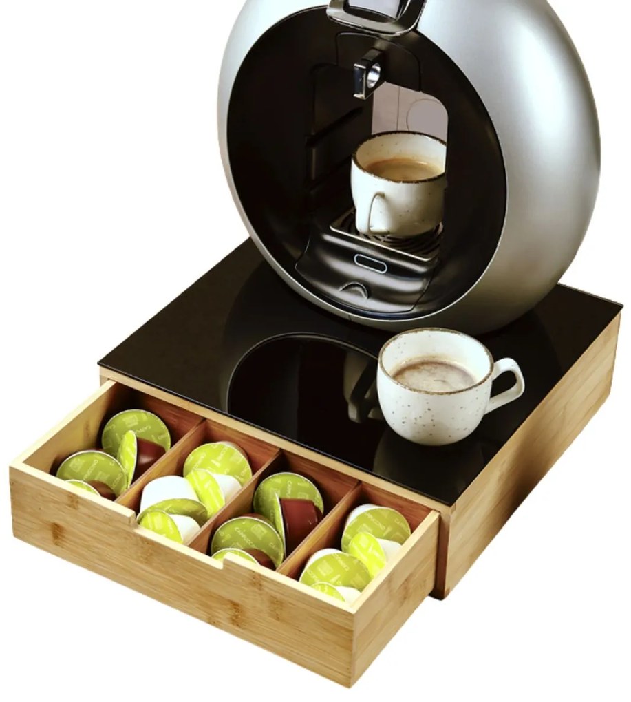 Kesper Stojan na kanvicu so zásuvkou, Organizér na čaj / kávové kapsule, čierne sklo