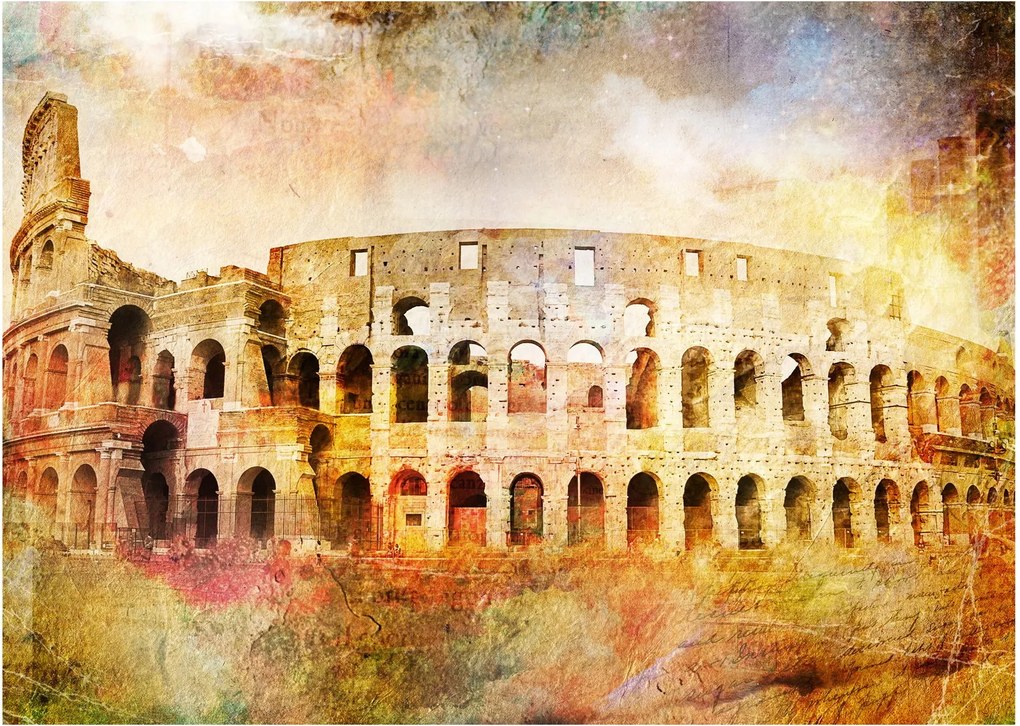 Sklenený obraz - Digitálna maľba, koloseum, Rím, Taliansko (70x50 cm)