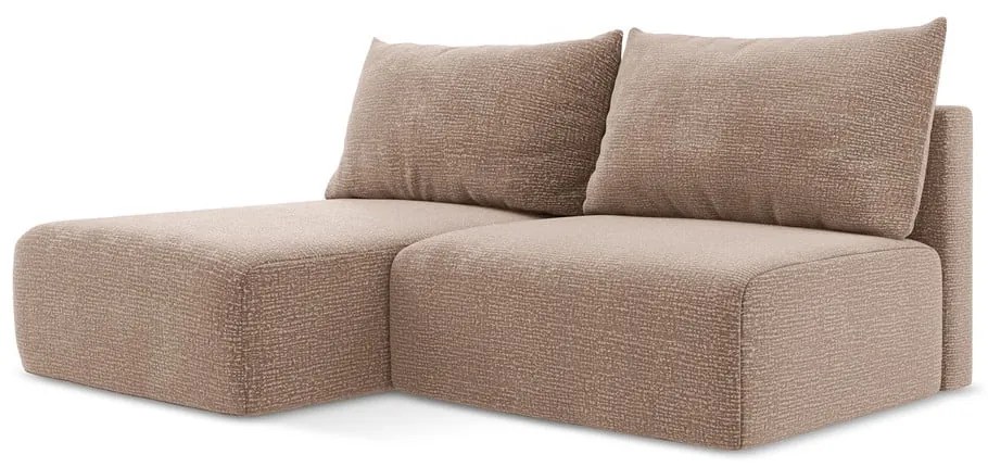 Svetlohnedá rozkladacia/s úložným priestorom rohová pohovka (ľavý roh) Kalena – Makamii