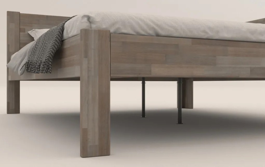 Rohová posteľ so zástenou vpravo Fava P 180x200 cm, šedý buk