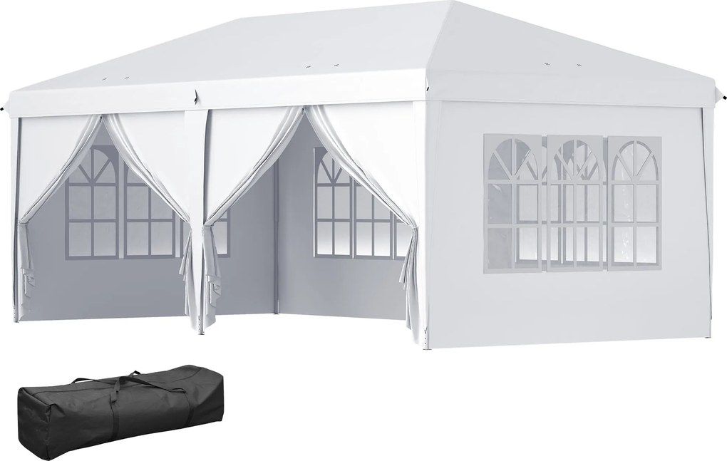 Skladateľný stan Outsunny 6x3x2,7m s 4 panelmi, 4 oknami a 2 zipsovými dverami, UV-odolný a vodotesný pre vonkajšie posedenie a pláž | Aosom