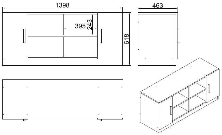 Komoda Vario F 139,8 cm tmavo hnedá/antracit