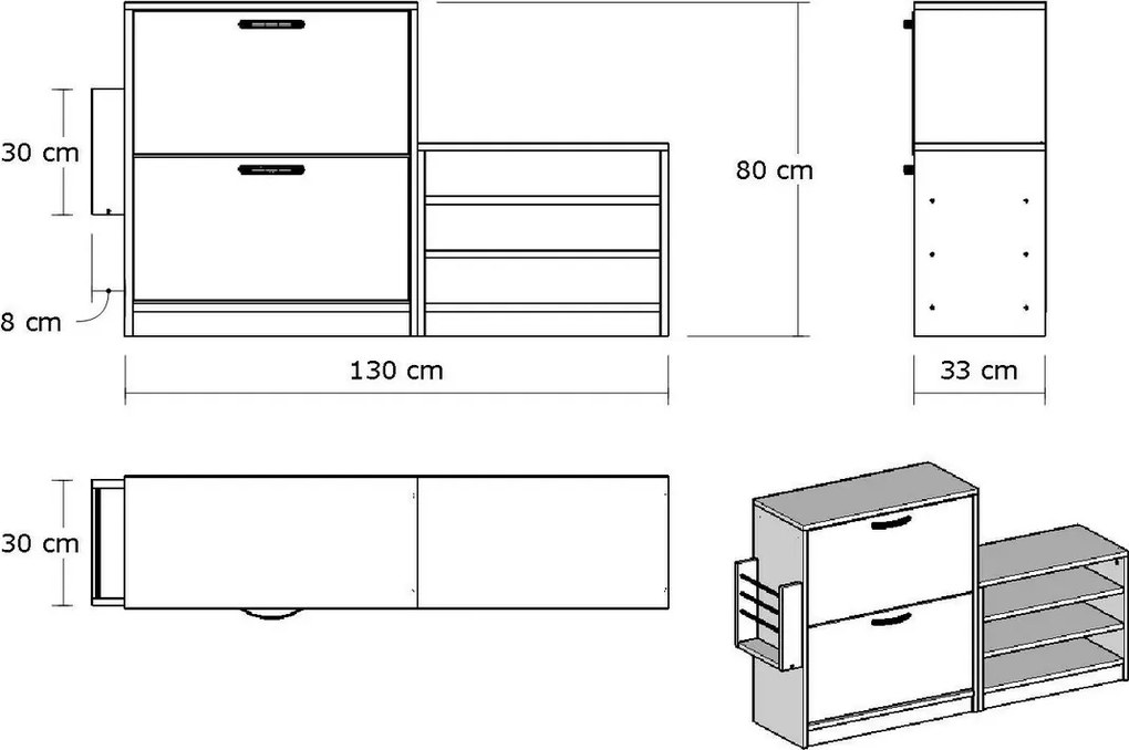 Skrinka na topánky Trend White