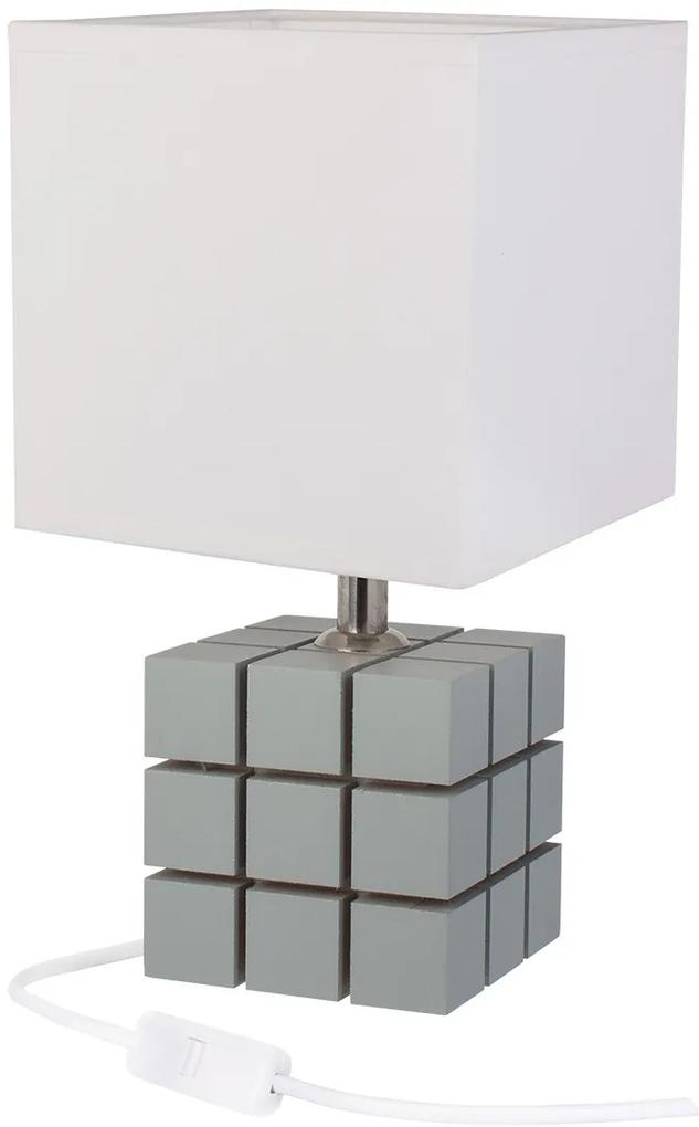 HELLUX Stolná lampa RUBI E27 šedá / biele tienidlo 4113412