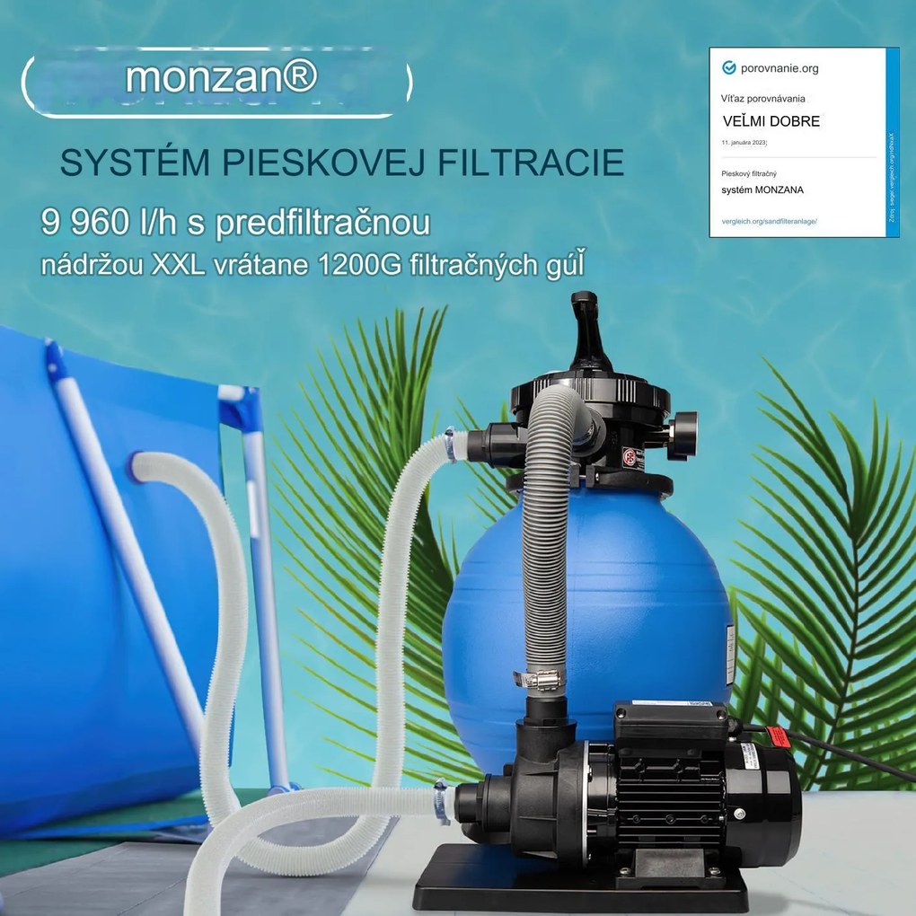 InternetovaZahrada Pieskový filtračný systém 9 960 l/h s príslušenstvom