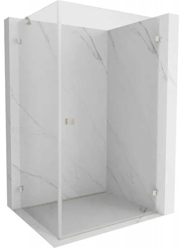 Mexen Lunar-B pravostranný výklopný sprchový kút 75 x 70 cm, číre sklo, brúsená oceľ, 832-075-070-97-00-P