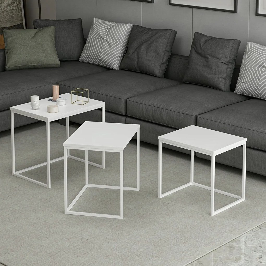 Odkladací stolík Evia White, 3 ks