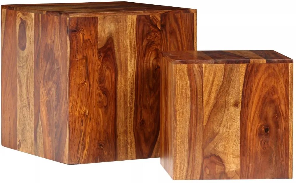 244687 Edco Konferenčné stolíky, 2 ks, masív sheeshamové drevo, 40x40x40 cm