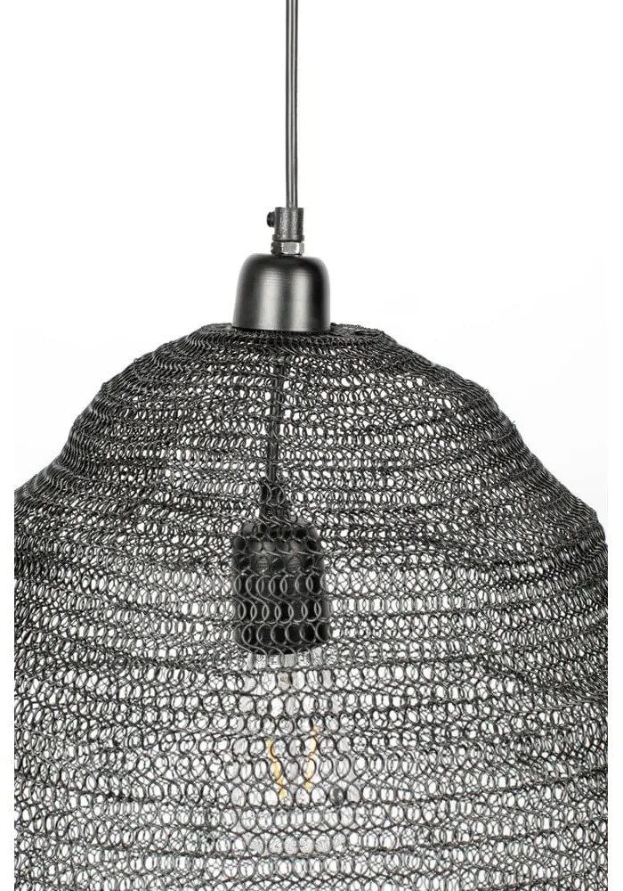 Čierne závesné svietidlo White Label Lena, ø 48 cm