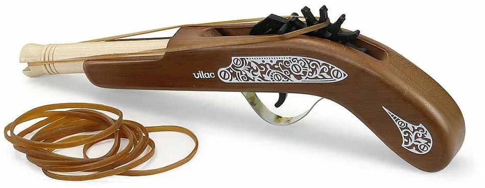 Vilac Drevená pirátska pištoľ s gumičkami a terčmi