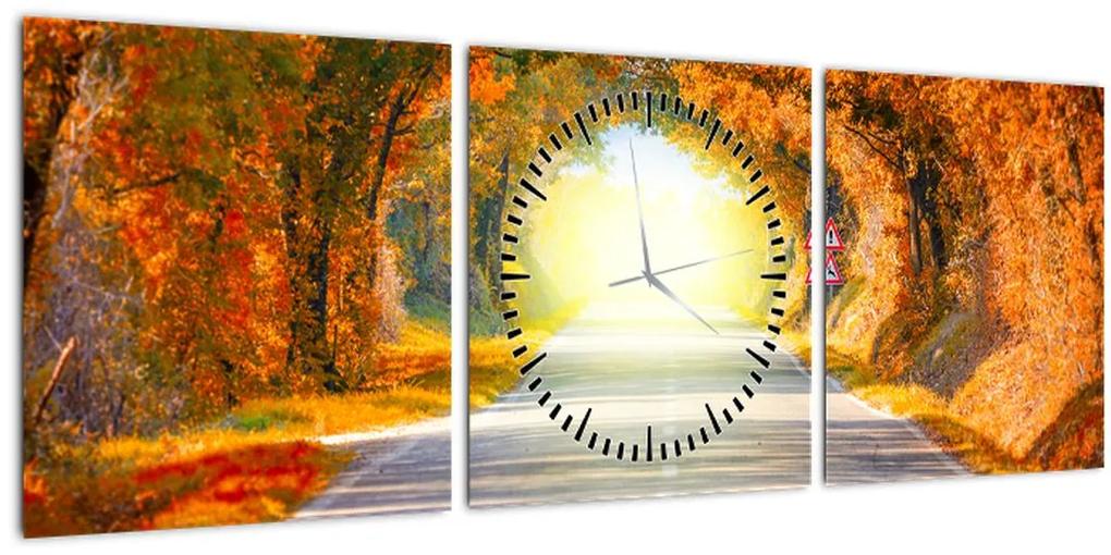 Obraz - Brána z korún stromov (s hodinami) (90x30 cm)