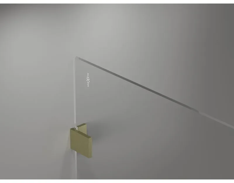 Mexen Lunar sprchová stena pravá 140 x 200 cm, 8mm číre sklo, zlatá matná, 830-140-000-55-00-P