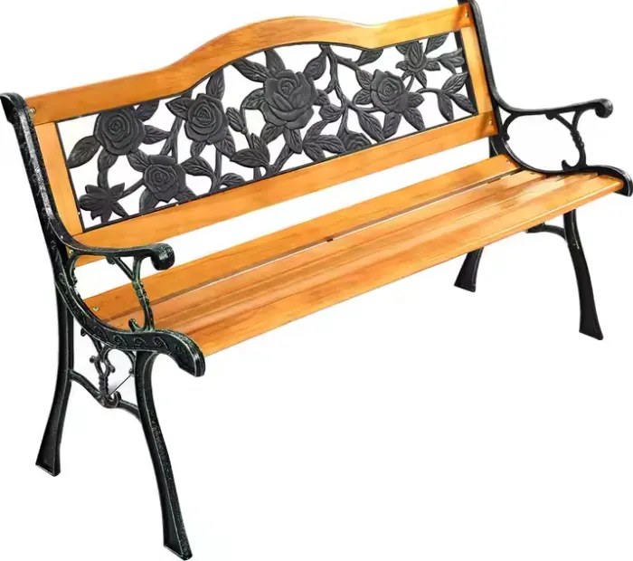 Lean Drevená záhradná lavička s operadlom - ruže