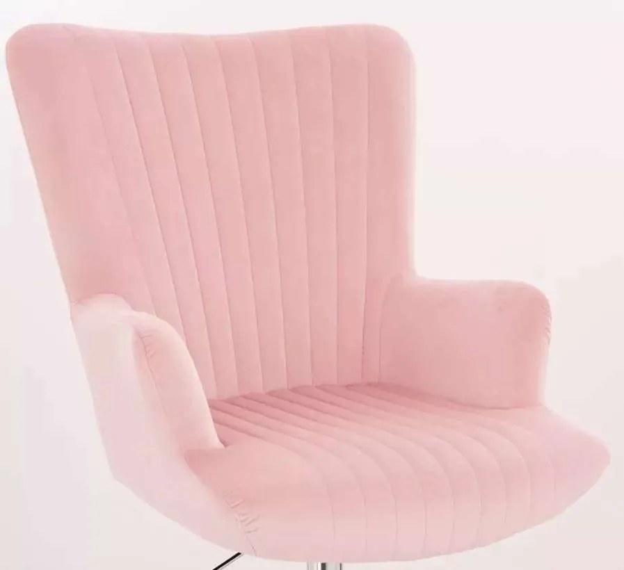 LuxuryForm DESIGN Kreslo AMADEO VELUR na zlatom kríži - ružové