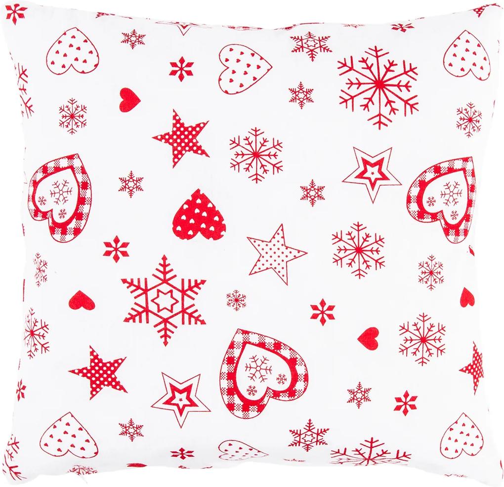 Forbyt Vianočná obliečka na vankúšik Vločka a srdce, 40 x 40 cm