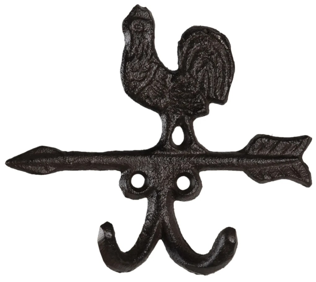 Hnedý liatinový nástenný háčik s kuraťom - 12 * 2 * 10 cm