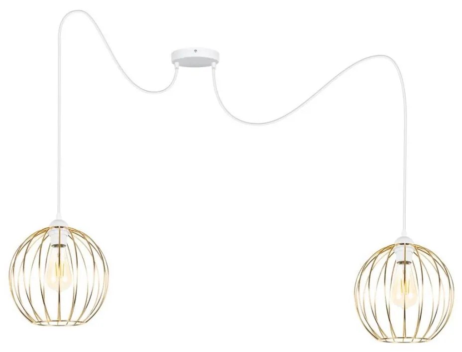 Luster na lanku MATT 2xE27/60W/230V pavúk biela/zlatá