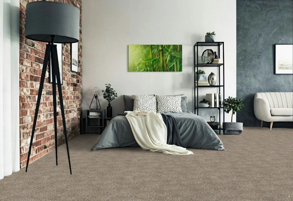 Koberec metráž Velvet Rock 6954, na mieru, šíře 4m, hnedá, twinback (filc+juta), obchodné priestory, ITC