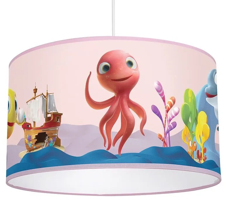 Detské závesné svietidlo Lola, 1x plastové tienidlo so vzorom, p