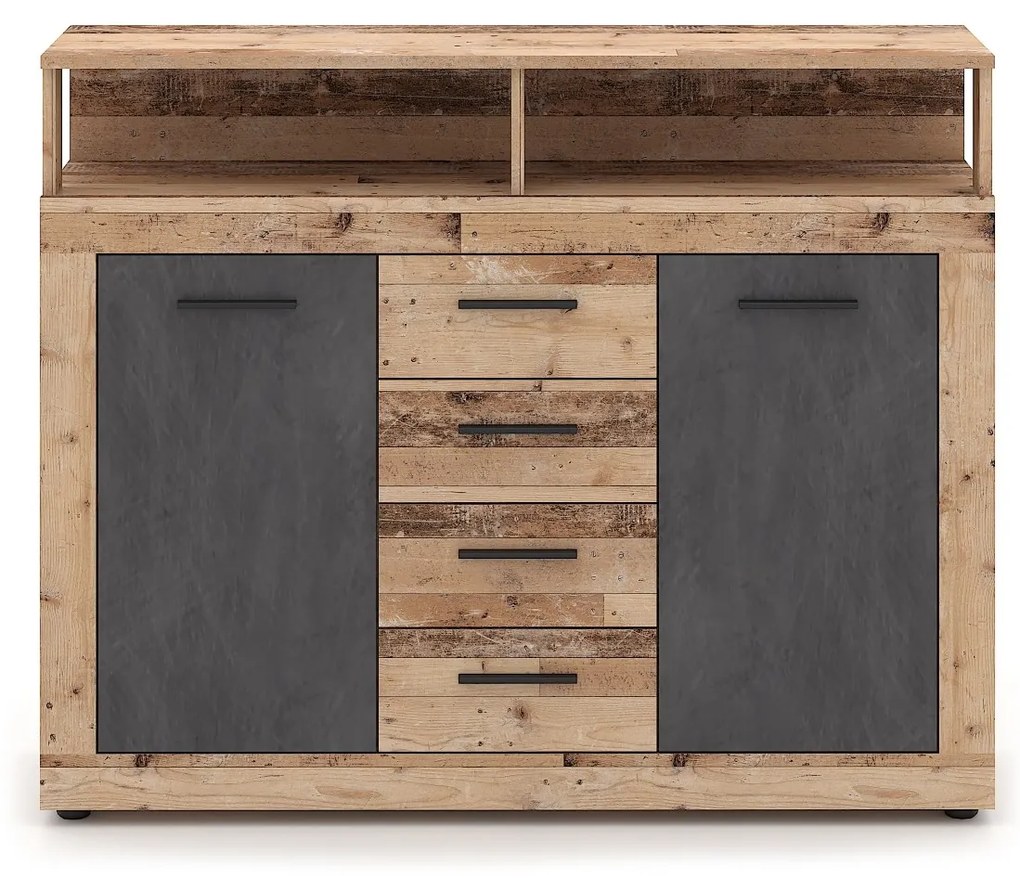 Komoda Luna 119 cm dub Matera světlý/šedá II