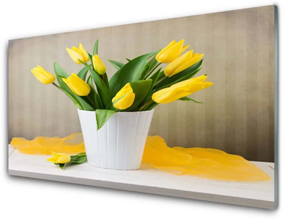 Skleneny obraz Tulipány kvety rastlina 140x70 cm