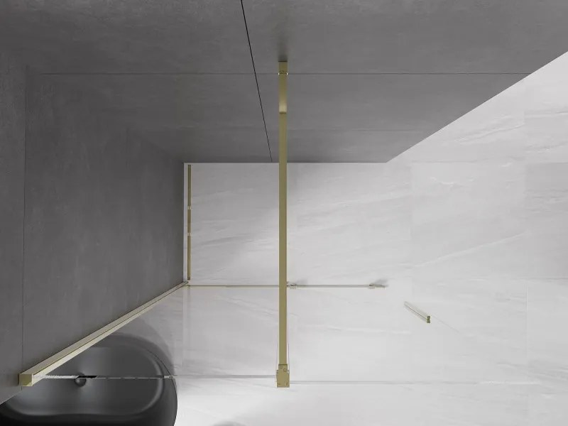 Mexen Velar, posuvné dvere do otvoru typ Walk-In 130 cm, 8mm číre sklo, zlatá lesklá, 871-130-000-03-50