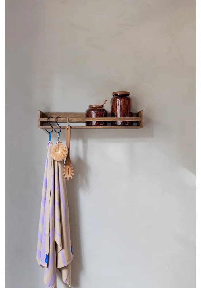 Hnedý nástenný vešiak z dubového dreva s poličkou 60 cm Showcase – Mette Ditmer Denmark