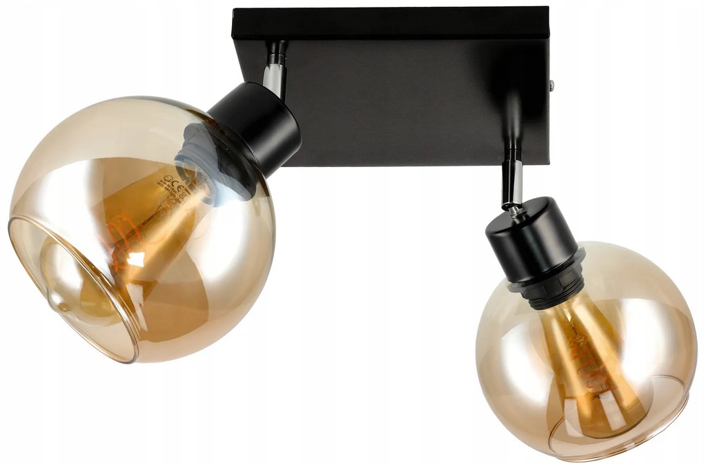BERGE Sklenená LED stropná lampa 2xE27 - jantárová farba
